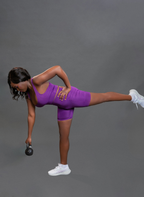 QualiFit CoreFlex power cross Racerback Running Crop Top sport bra Sleeveless and Athletic high waisted biker short with pockets 1 set